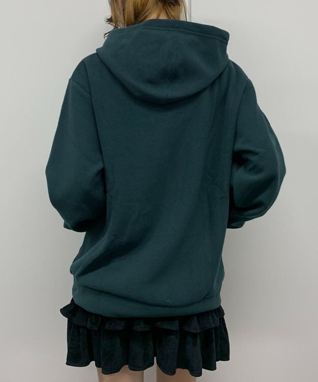 WEGO 【ユニセックス着用ITEM】ワッフルフリースOP刺繍プルパーカー グリーン
