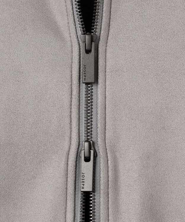 JOSEPH HOMME 【ストレッチ】レザーライクジャージーニットブロック　ZIP UPブルゾン ライトグレー系