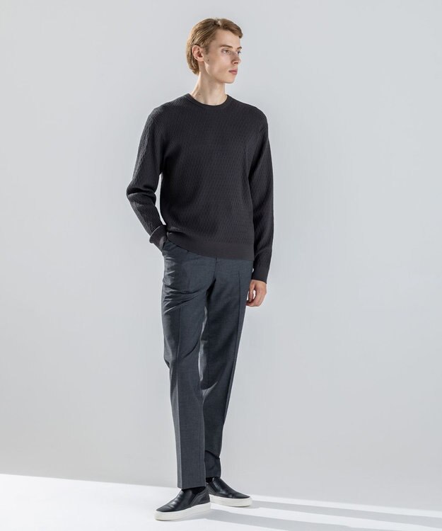 JOSEPH HOMME 新素材【ストレッチ/ウエストゴム仕様】ウール混キャリーマンストレッチ ドロスト付ストレートパンツ / HOVE グレー系