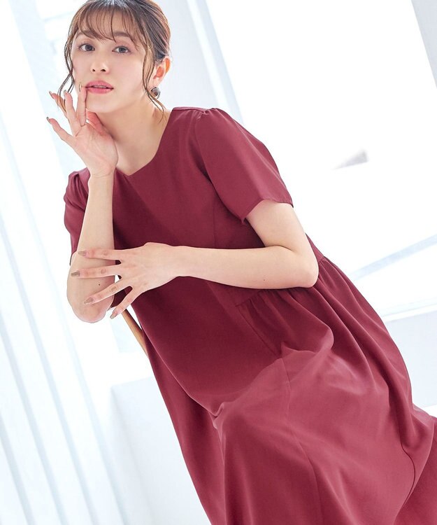 Tiaclasse 【洗える】サイド切替ワンピース レッド