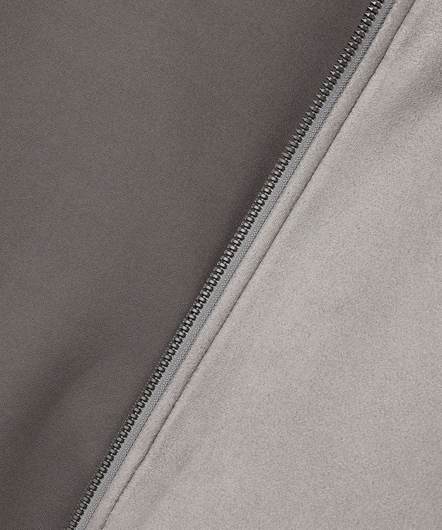 JOSEPH HOMME 【ストレッチ】レザーライクジャージーニットブロック　ZIP UPブルゾン ライトグレー系