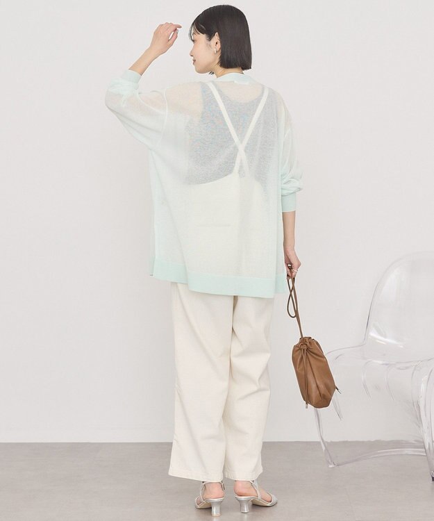 AMERICAN HOLIC メタルボタンシアーVネックカーディガン Sax