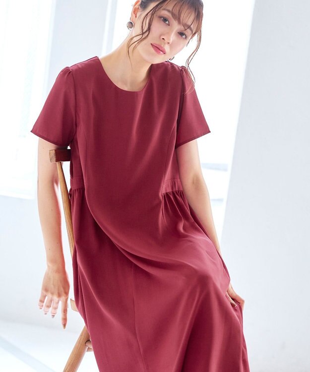 Tiaclasse 【洗える】サイド切替ワンピース レッド