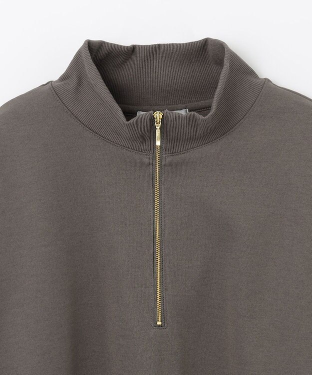 ANY 【洗濯機可】クロップド丈ダンボールハーフジッププルオーバー モカ