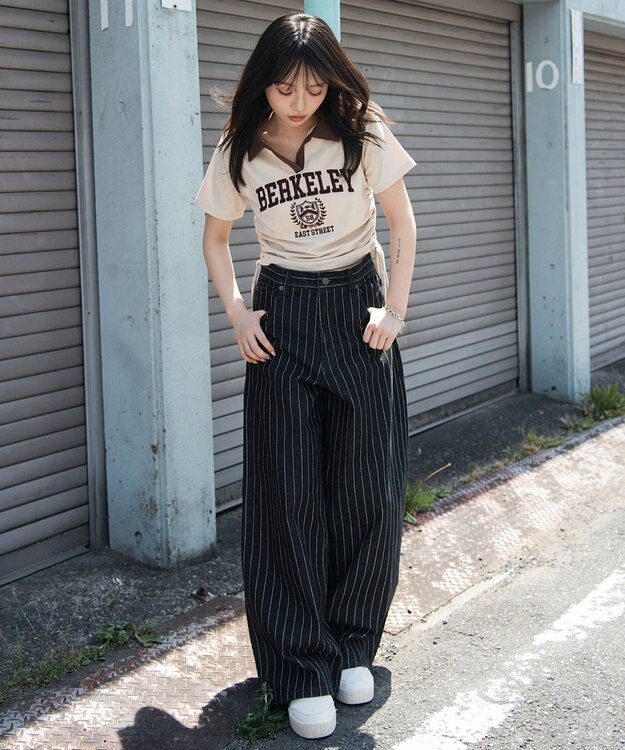 WEGO 【ユニセックス着用ITEM/SMLサイズ展開】エクストラバギーデニムパンツ 柄1