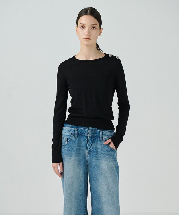 GRACE CONTINENTAL クルーニットトップ ブラック