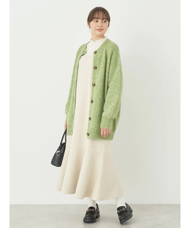 earth music&ecology ファンシーヤーンメランジカーディガン Green