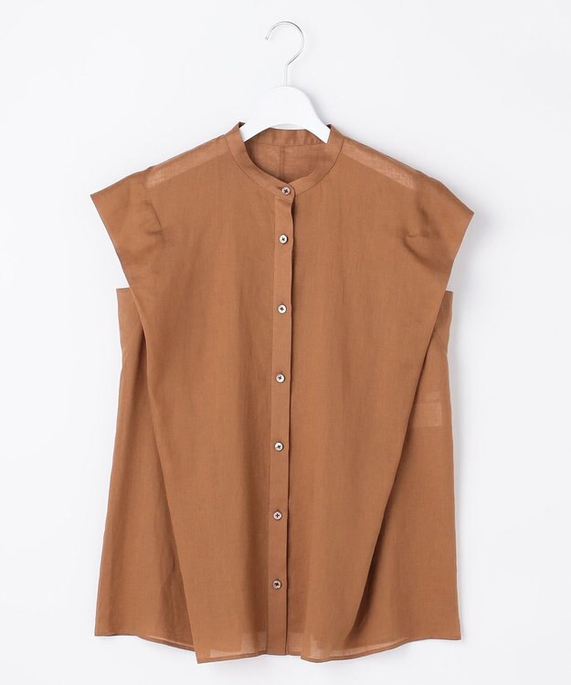 自由区 L 【WEB限定カラーあり】シアーラミーローンバンドカラー ブラウス テラコッタブラウン