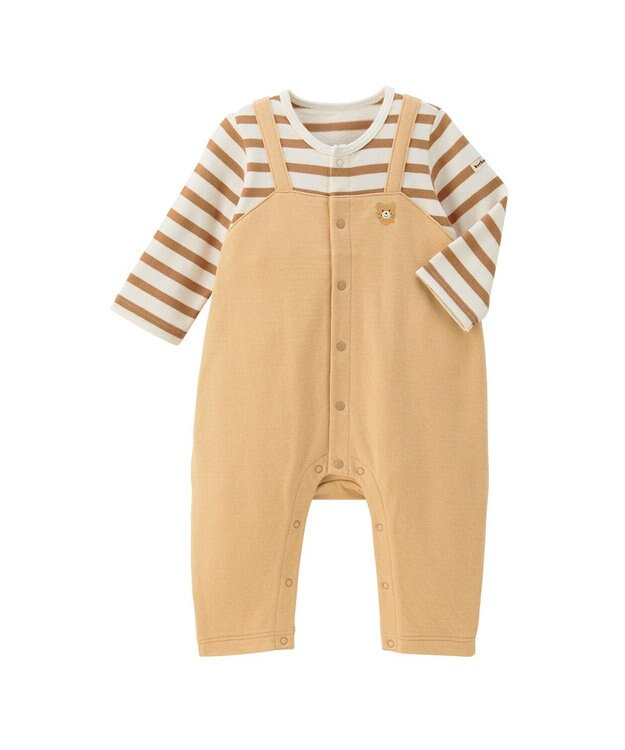 MIKI HOUSE HOT BISCUITS カバーオール＆ローカットソックスギフトセット【BOX付き】 ベージュ