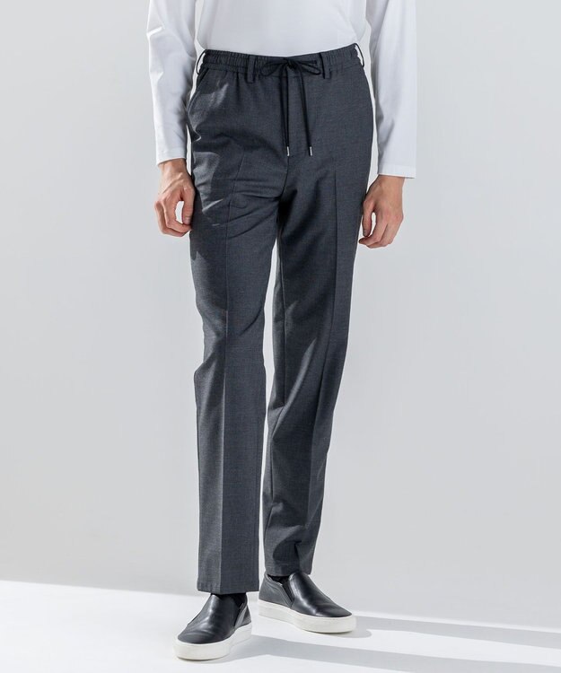 JOSEPH HOMME 新素材【ストレッチ/ウエストゴム仕様】ウール混キャリーマンストレッチ ドロスト付ストレートパンツ / HOVE グレー系