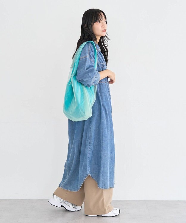 Green Parks チュールレイヤードポケッタブルバッグ Turquoise Blue