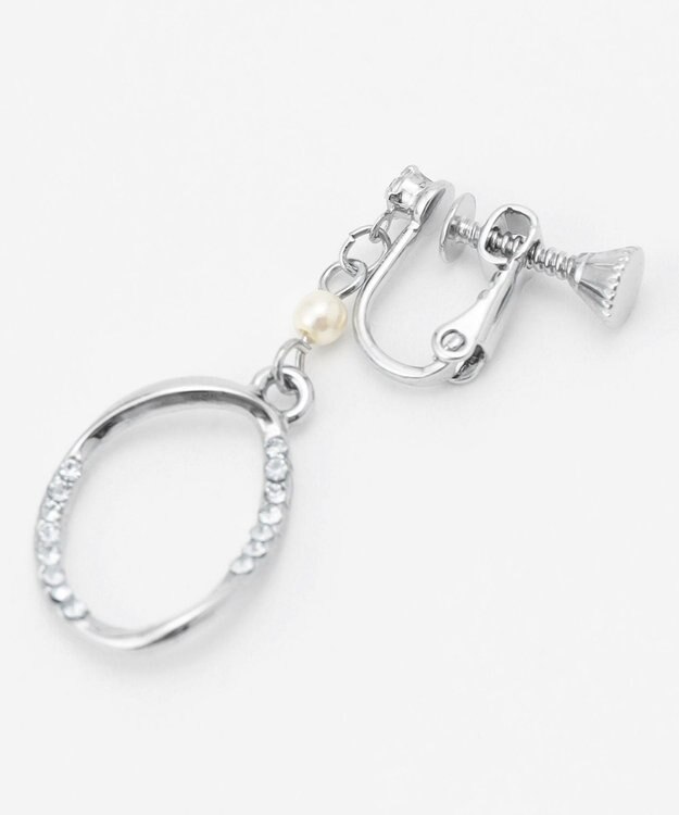 ANY SIS オーバルストーンライン イヤリング シルバー