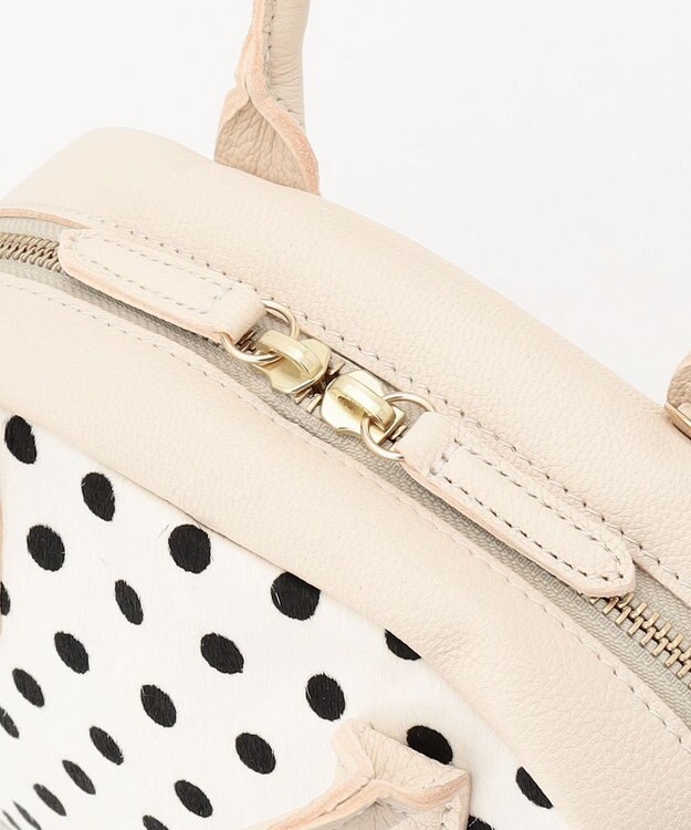 UNBILLION perche 牛革ハラコタイプ×ゴートハーフムーン2wayボストン アイボリー