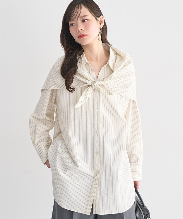 earth music&ecology 【SET ITEM】スカーフ付きスキッパーシャツ Stripe