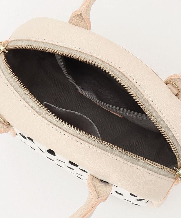 UNBILLION perche 牛革ハラコタイプ×ゴートハーフムーン2wayボストン アイボリー