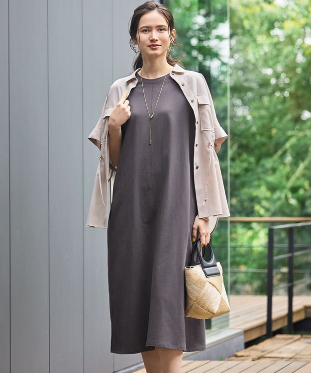 23区 【SLOW/一部店舗限定】MVSコットン T ワンピース グレー系