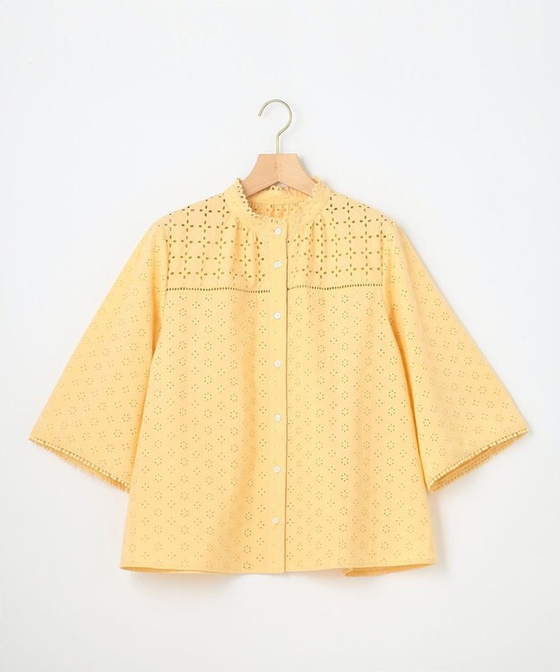 組曲 【WEB限定カラーあり】エンブロイダリーレース フレアスリーブブラウス クリームイエロー系