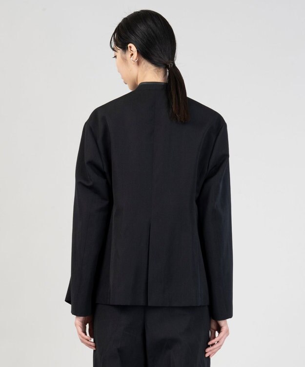 23区 【エステータ】ウールリネン レザートリミング ジャケット ブラック系