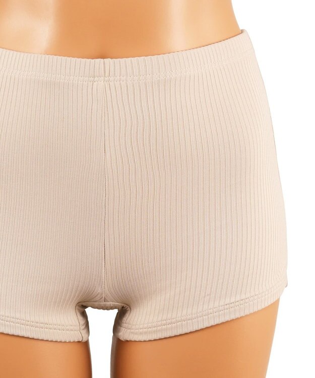 San-ai Resort（三愛水着楽園） WEB限定【紫外線カット(UPF50＋)】リブ素材ラッシュガード付 4点セット水着 ベージュ