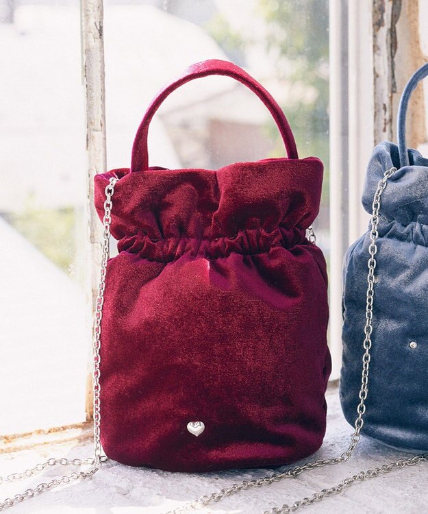 earth music&ecology ベロアハンドルバッグ Bordeaux