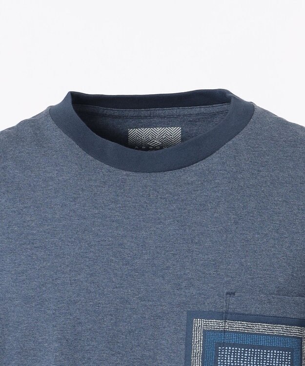 JOSEPH ABBOUD MOUNTAIN 【SPACE】OG綿スクエアドットプリント ポケTシャツ ネイビー系