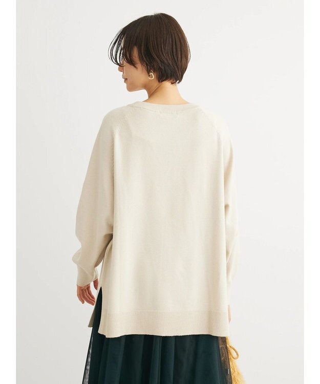 Green Parks もちやわ　ボートネックニットチュニック Light Beige