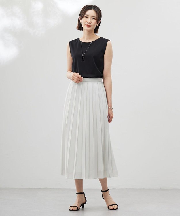 J.PRESS LADIES L 【洗える】スムースジャージー ノースリーブ カットソー ブラック系