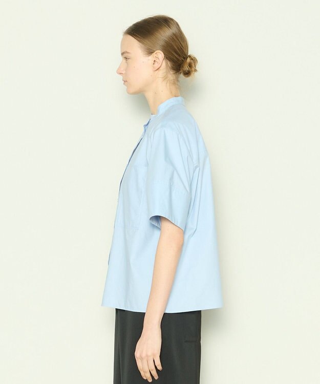 JOSEPH 【洗える】コットンシルク　フルオープンブラウス Sky blue