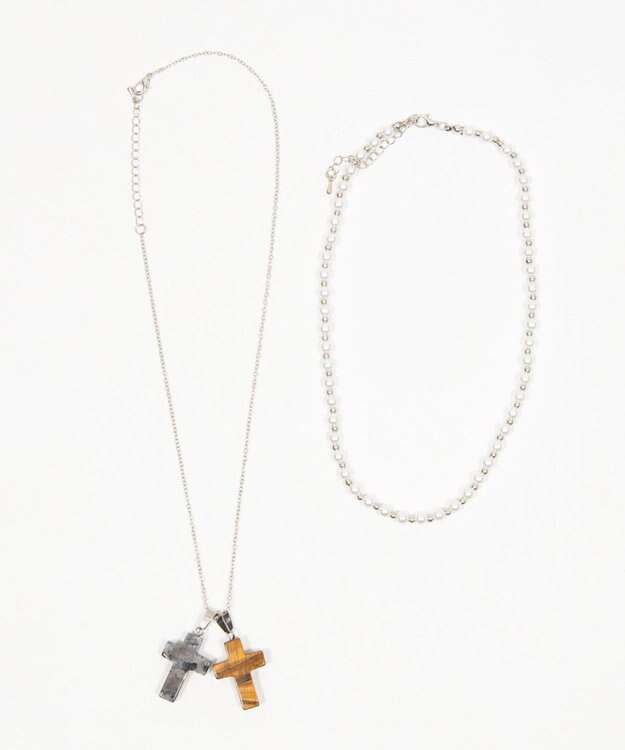 WEGO L2Pクロスパールレイヤードネックレス 柄3