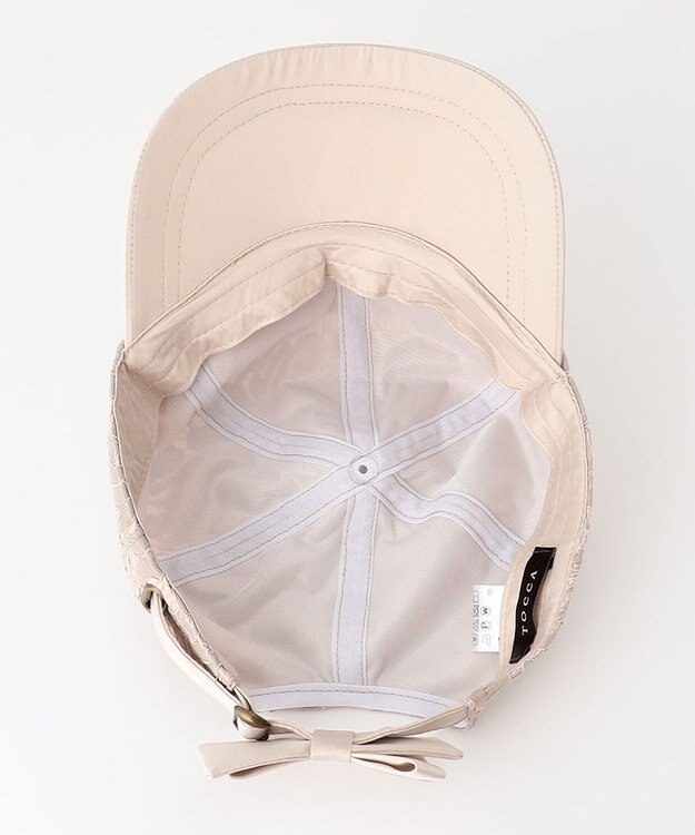 TOCCA 【つば部分UV90%以上カット・吸水速乾・抗菌防臭・洗える・サイズ調整可】LACE CAP リボンが外せる 2WAYレース素材キャップ ベージュ系