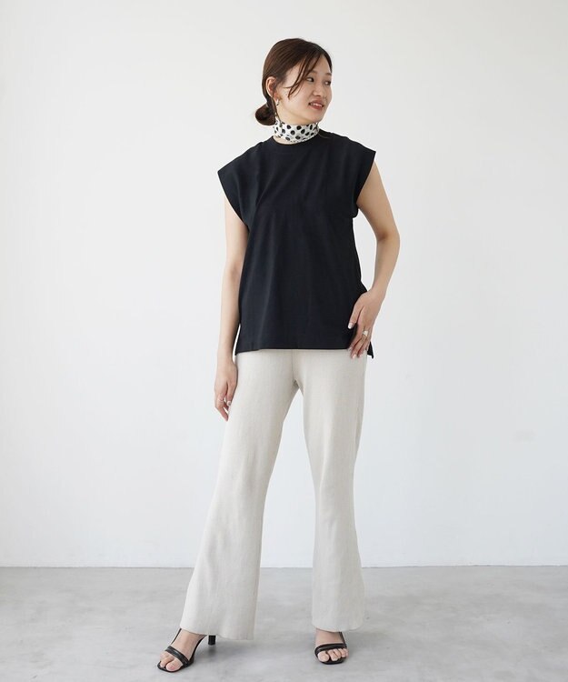 HAAG スマイルコットン SLEEVELESS SHIRTS ノースリーブカットソー ブラック