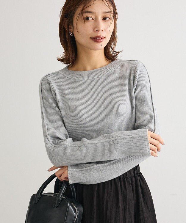 Green Parks ラメライン入りリブニットプルオーバー Gray Mixture