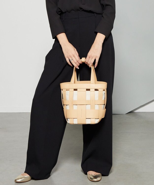 Y'SACCS 【リサイクルレザー】メッシュかごバッグ　small