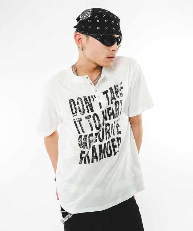 WEGO 【ユニセックス着用ITEM】ビッグロゴスラブヘンリーネックT（SS） ホワイト
