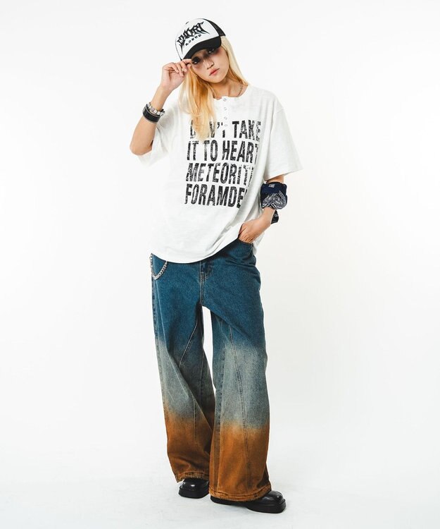 WEGO 【ユニセックス着用ITEM】ビッグロゴスラブヘンリーネックT（SS） ホワイト