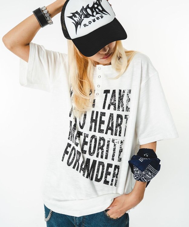 WEGO 【ユニセックス着用ITEM】ビッグロゴスラブヘンリーネックT（SS） ホワイト