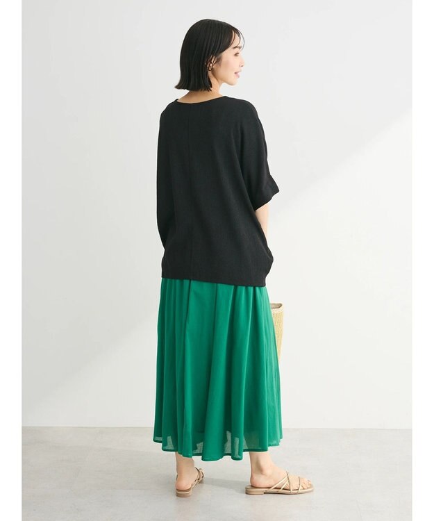 Green Parks 裾タック表面カットプルオーバー Black