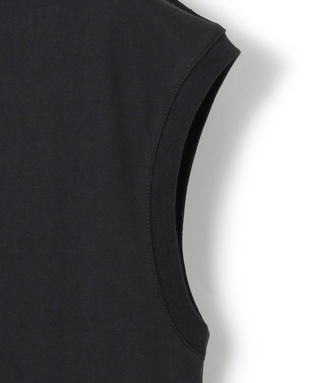 23区 L 【洗える】コンパクトヤーン フレンチスリーブ Tシャツ ブラック系