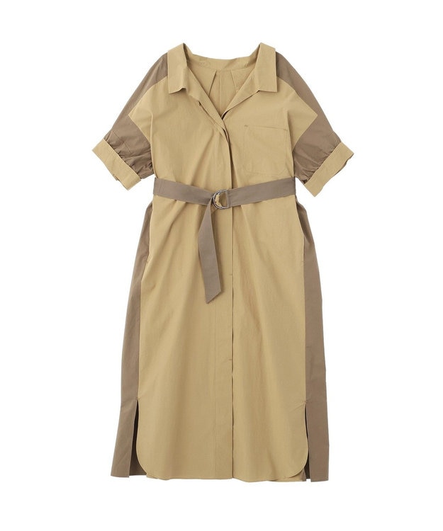YECCA VECCA ベルト付きスキッパーシャツワンピース Beige