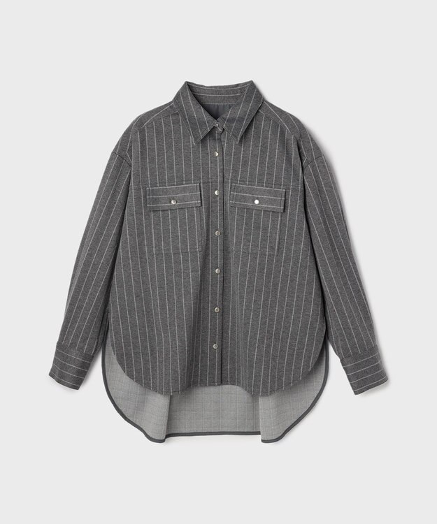 GRACE CONTINENTAL ジャージビッグシャツ ストライプ