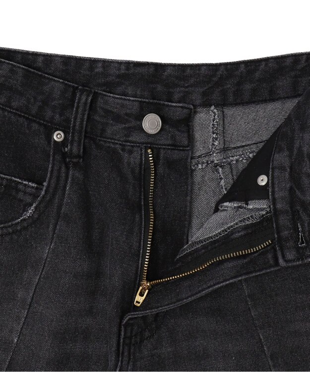 WEGO カーブラインバレルレッグデニムパンツ ブラック