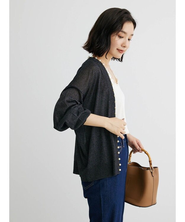 Green Parks ・ＥＬＥＮＣＡＲＥ　ＤＵＥパールツキシアーカーディガン Black