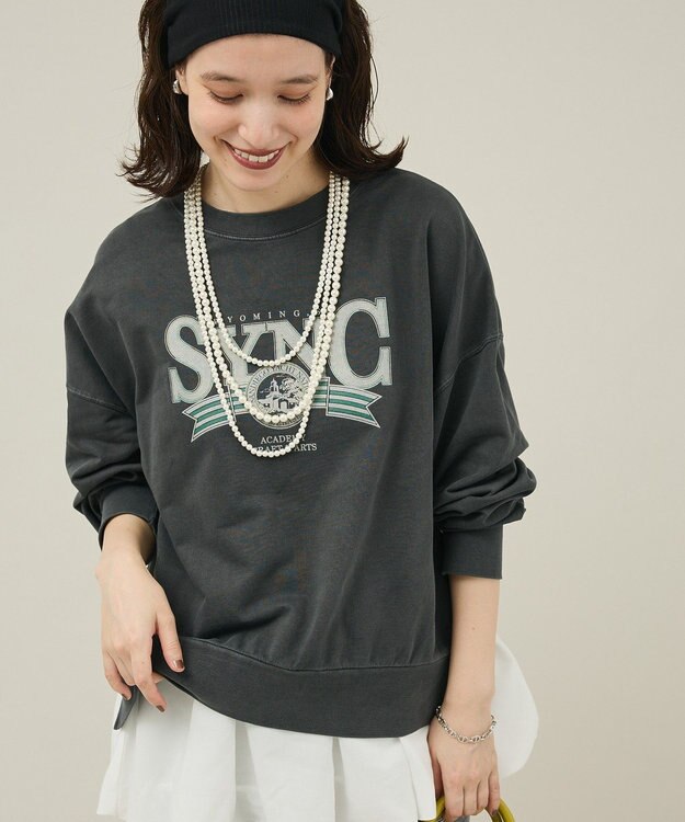 Green Parks アソートカレッジロゴ裏毛プルオーバー Charcoal Gray