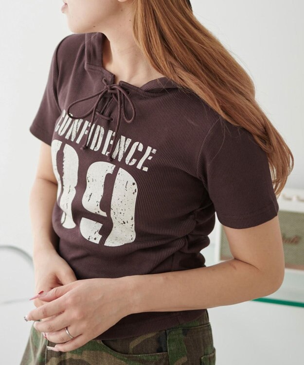 WEGO レースアップフードチビT ブラウン