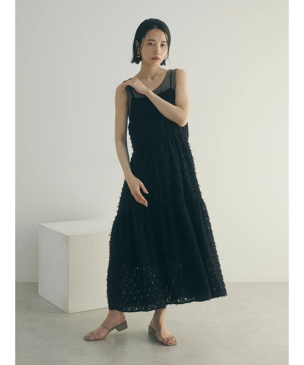 Green Parks armonia.フェザージャガードキャミワンピース Black