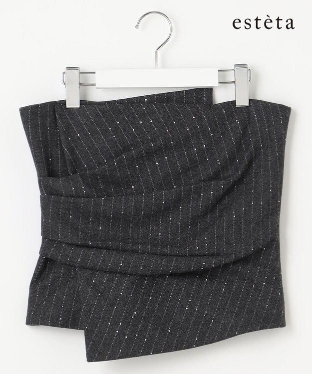 23区 S 【エステータ】ストライプシークイン ビスチェ グレー系