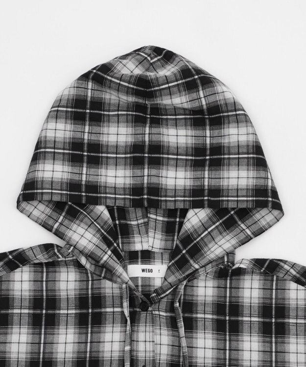 WEGO フードチェックBIGシャツ ブラック
