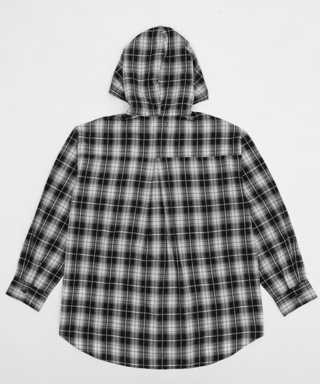 WEGO フードチェックBIGシャツ ブラック