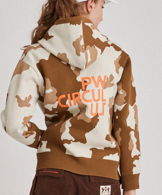 PW CIRCULUS 【WOMEN】ピント柄 ジップアップニットフーディ ベージュ系5