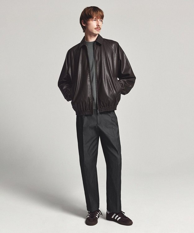 UNFILO MENS アラエルレザーライク ブルゾン ダークブラウン